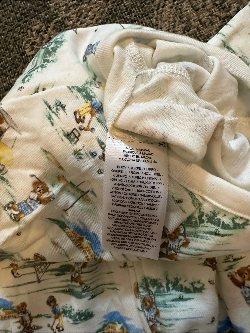 Ralph Lauren Cream Footed One-Piece and Romper Set with Blanket 9M